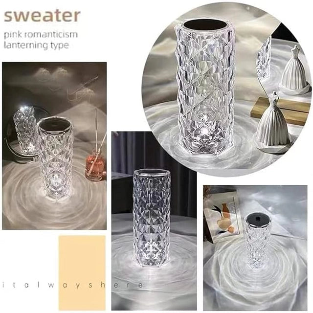 Crystal Rose Diamond Table Lamp – Decorative LED Night Light for Bedroom & Home Décor