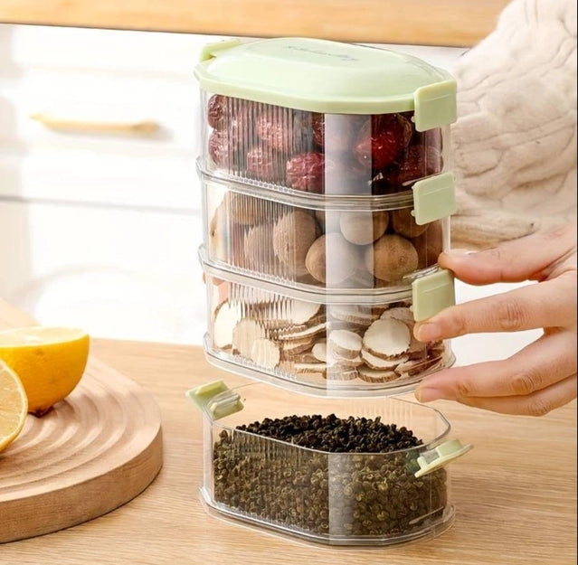 3-Layer Transparent Spice & Kitchen Storage Box – Stackable Organizer